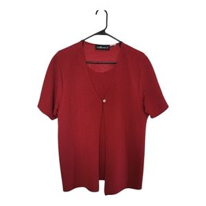 Vintage Sag Harbor Top with Button Enclosure - Red - Women's Large